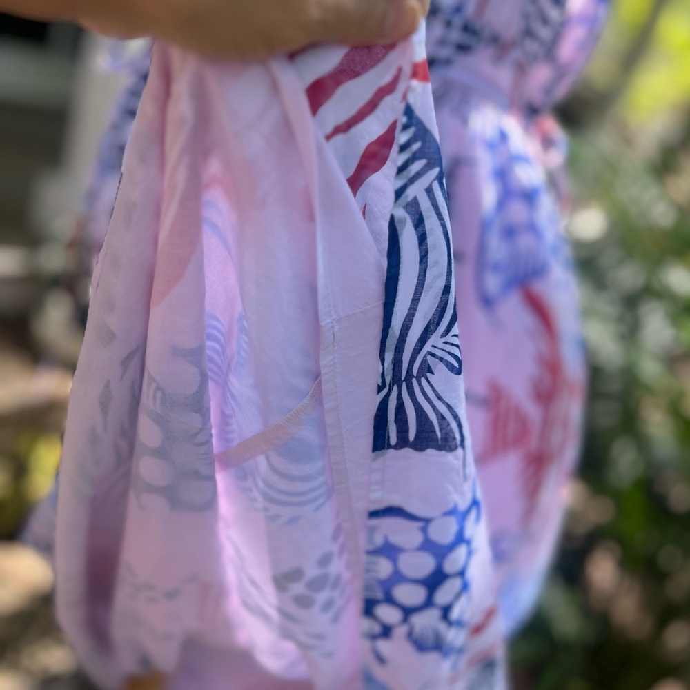 Loft NWT Maxi Dress, Double Fish Print, Spaghetti Straps, XL, Red + Blue - Picture 10 of 15